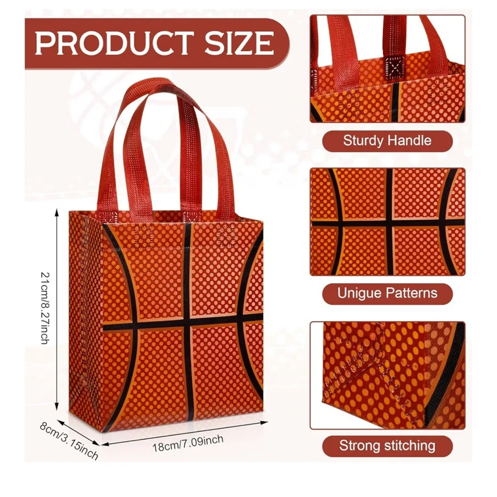Huhumy 24 Pcs Basketball Party Favor Bags Treat Goodie Gift Bags with Handles
